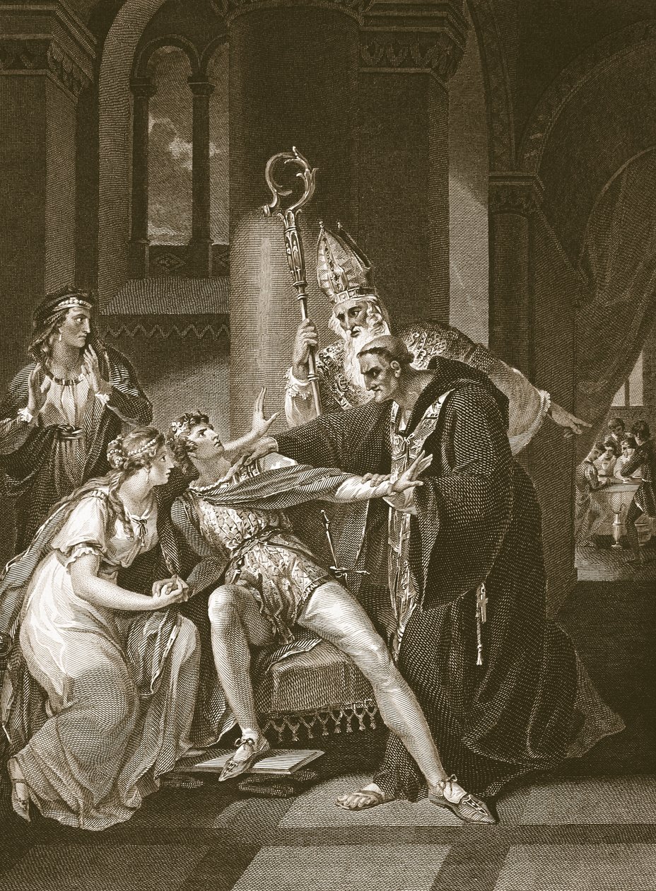 Edwy e Elgiva, gravados por Isaac Taylor, ilustração de David Hume &39;The History of England&39;, pub. por R. Bowyer, Londres, 1812 de William Hamilton