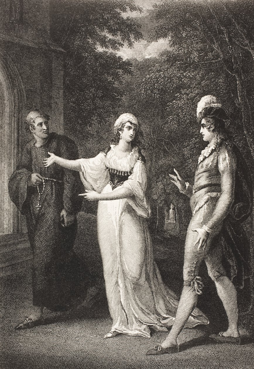 O jardim de Olivia, Ato IV, Cena III, de &39;Noite de Reis, ou o que você quiser&39;, da Galeria Boydell Shakespeare, publicada no final do século XIX de William Hamilton