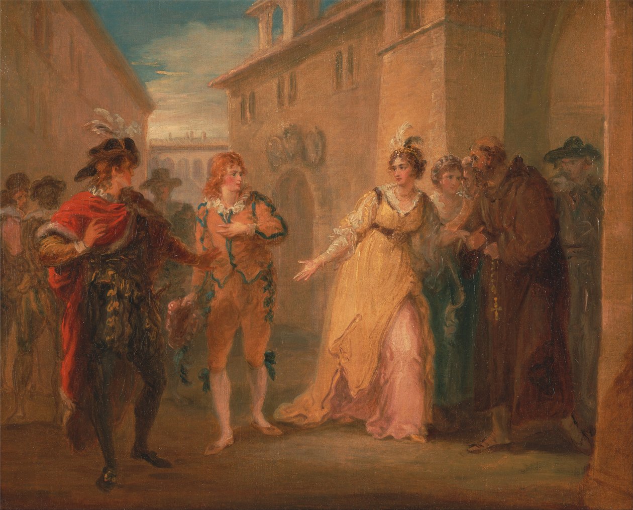 A revelação do noivado de Olívia, de "Twelfth Night", Ato V, Cena i de William Hamilton