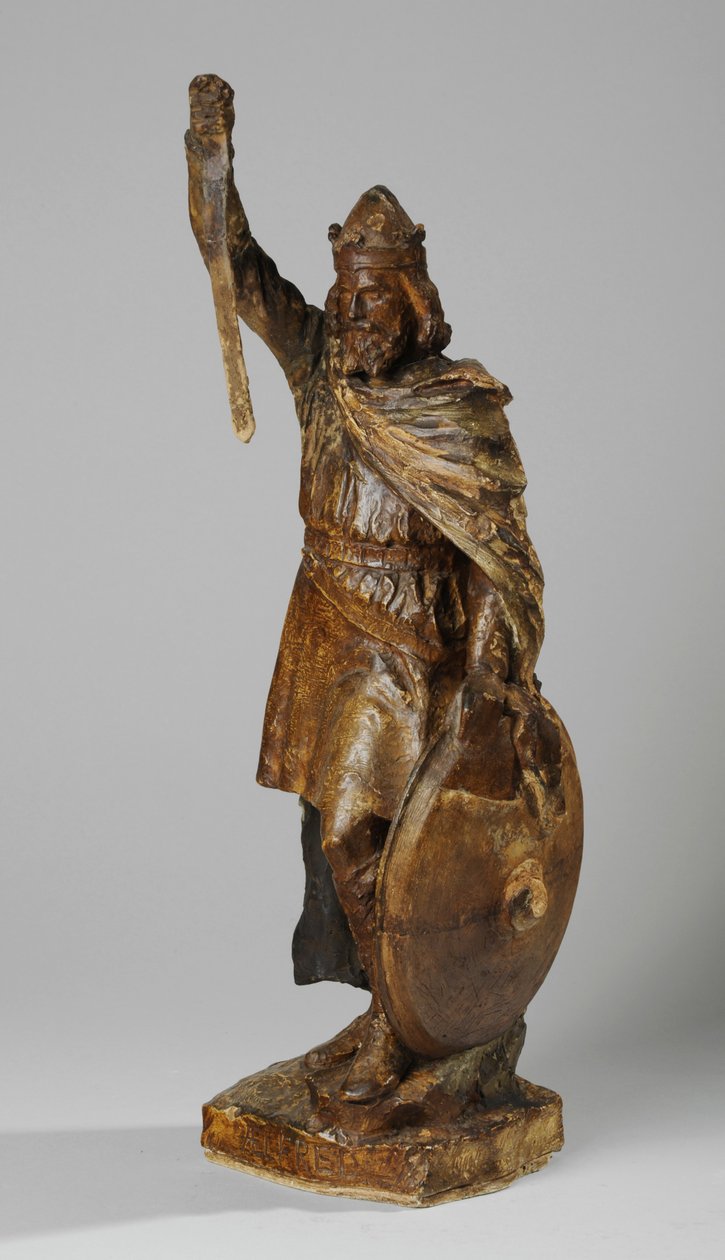 Maquete para a estátua de Alfredo, o Grande, c.1901 (gesso pintado) (ver também 876155-6) de William Hamo Thornycroft