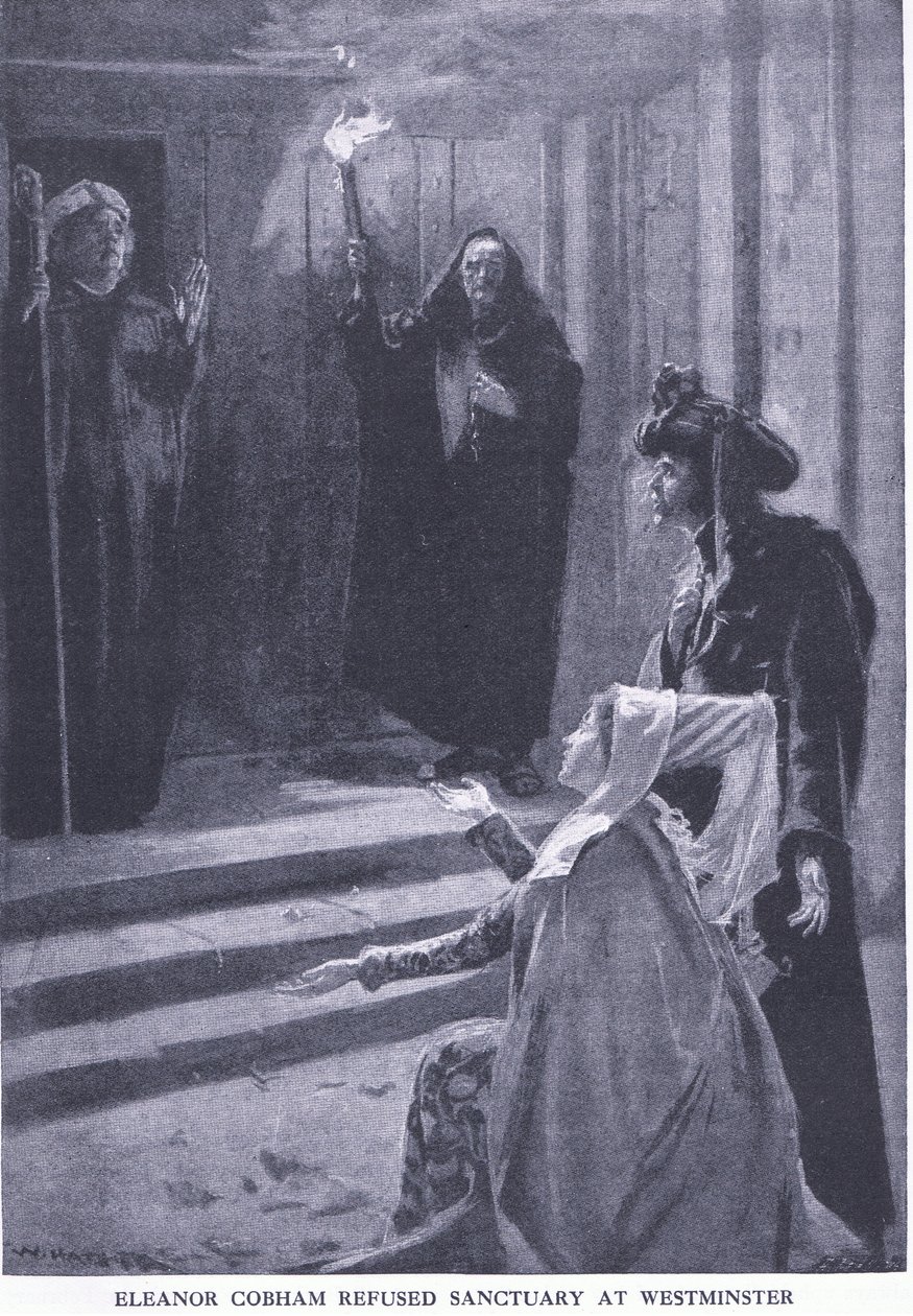 Eleanor Cobham recusou o santuário em Westminster, da revista Cassells History ofthe British People, publicada pela Waverley Book Company Limited, c.1940 de William Hatherell