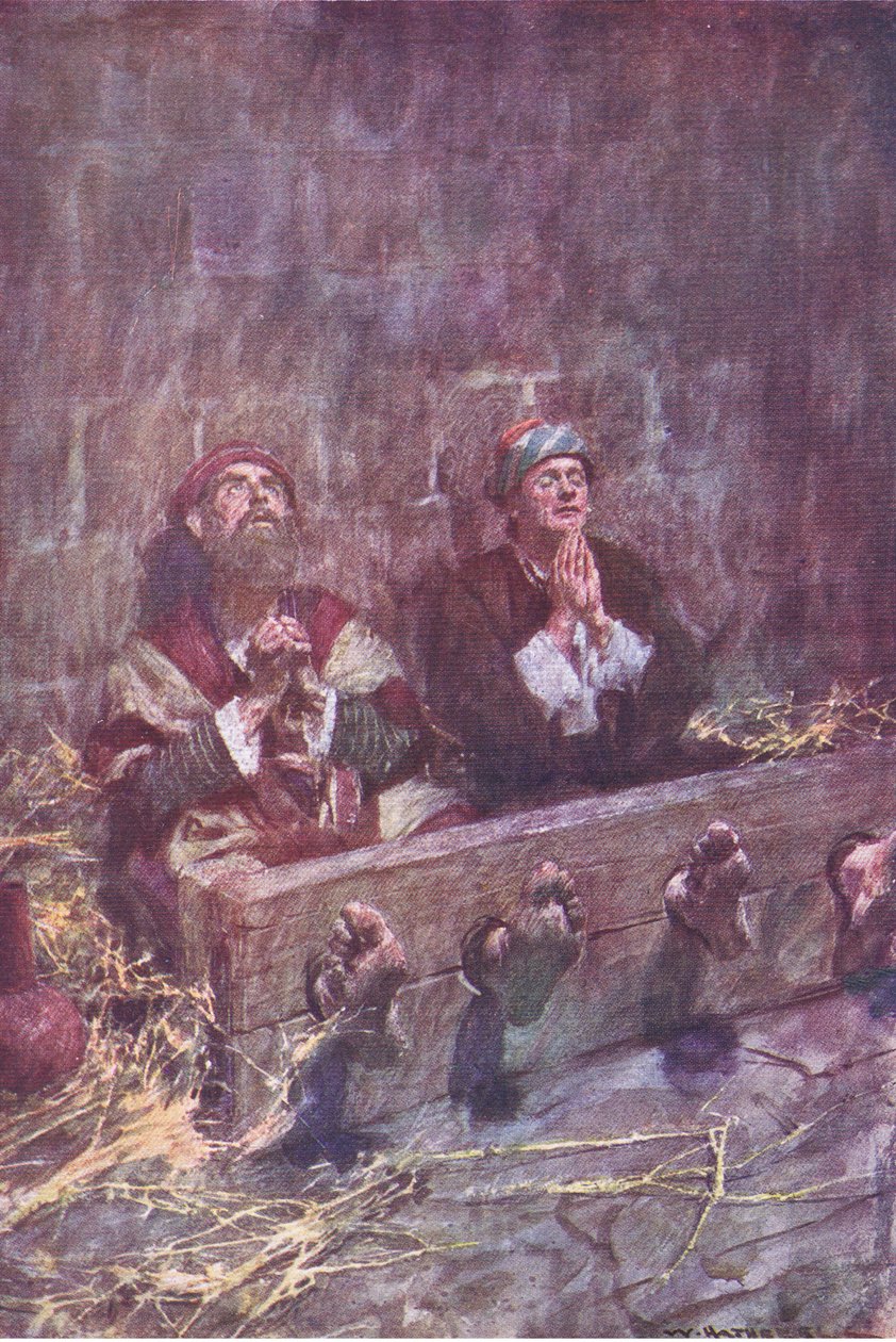 Paulo e Silas na prisão, de The Bible Story publicado por Hodder & Stoughton, c.1930 de William Hatherell