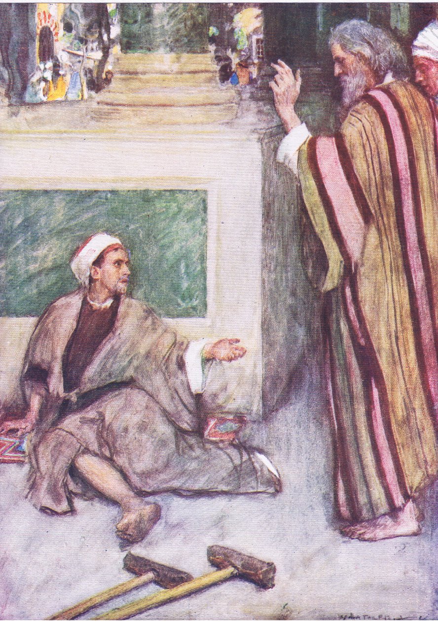 Pedro e João curando o homem coxo, de The Bible Story publicado por Hodder & Stoughton, c.1930 de William Hatherell