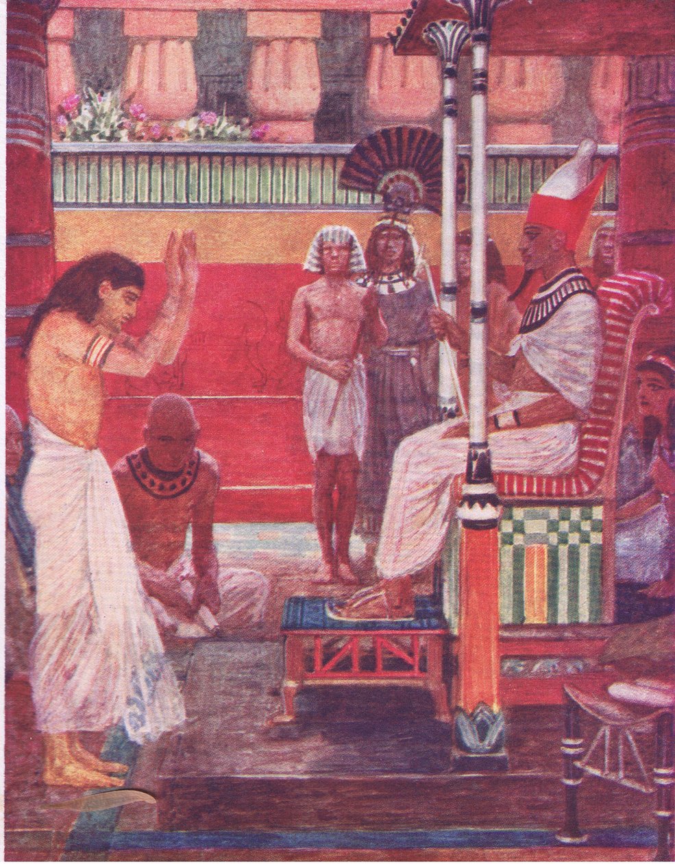 Faraó conta seu sonho aos sábios, de The Bible Story, publicado por Hodder & Stoughton, c.1930 de William Hatherell