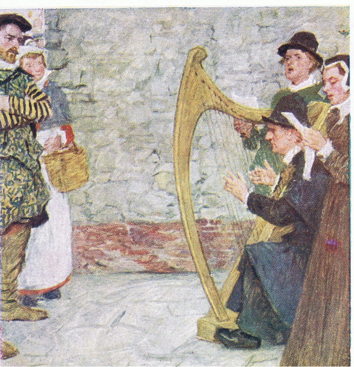 Shakespeare escuta os cantores de balada perto de Somerset House, de My Magazine, pub.1922 de William Hatherell