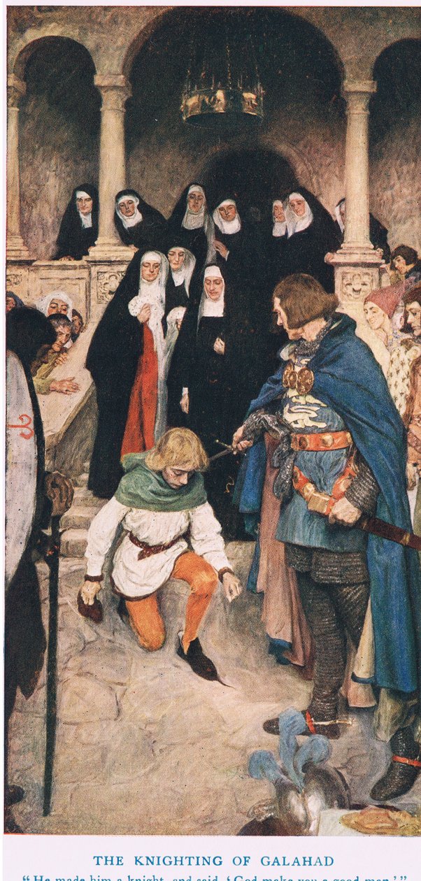 O cavaleiro de Galahad, ilustração do &39;Rei Artur&39; de William Hatherell