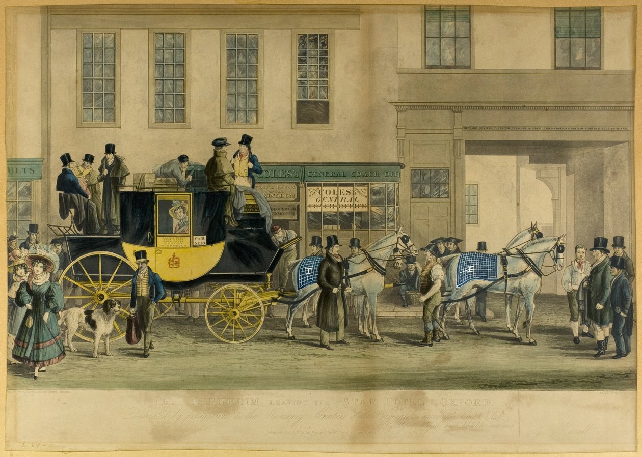 O Blenheim, deixando o Star Hotel, Oxford de William Havell
