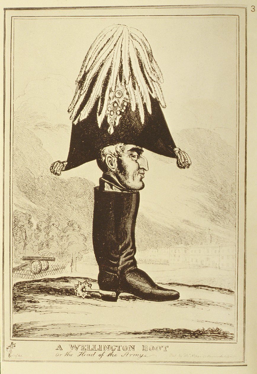 Uma bota de Wellington ou o chefe do exército, 1827 de William Heath
