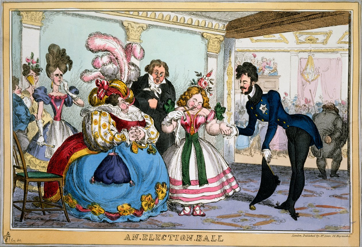 Uma bola de eleição, c.1829 (gravura colorida à mão) de William Heath