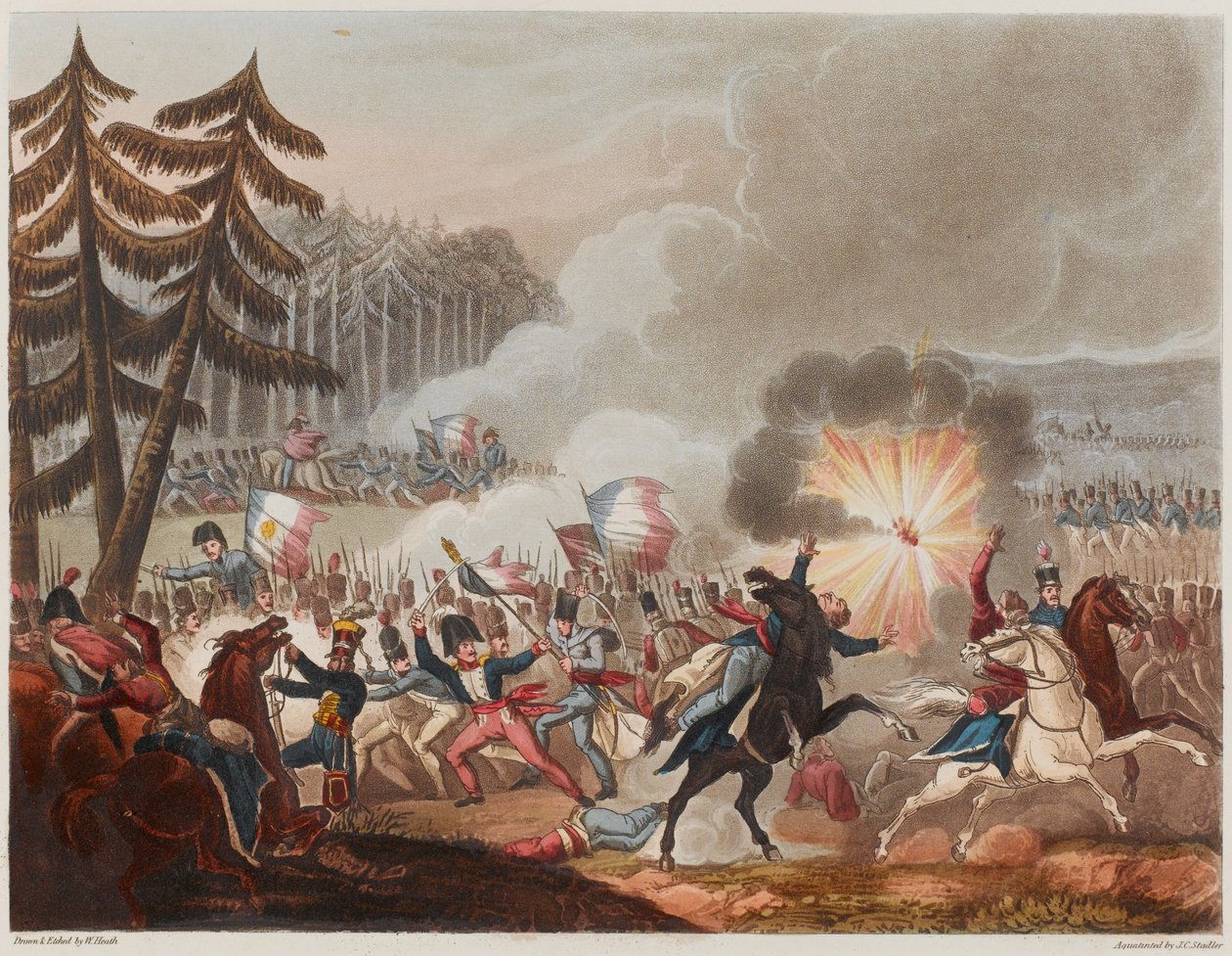 Batalha de Barrosa em 5 de março de 1811, gravada por JC Stadler, publicada em 1818 (aquatint) de William Heath