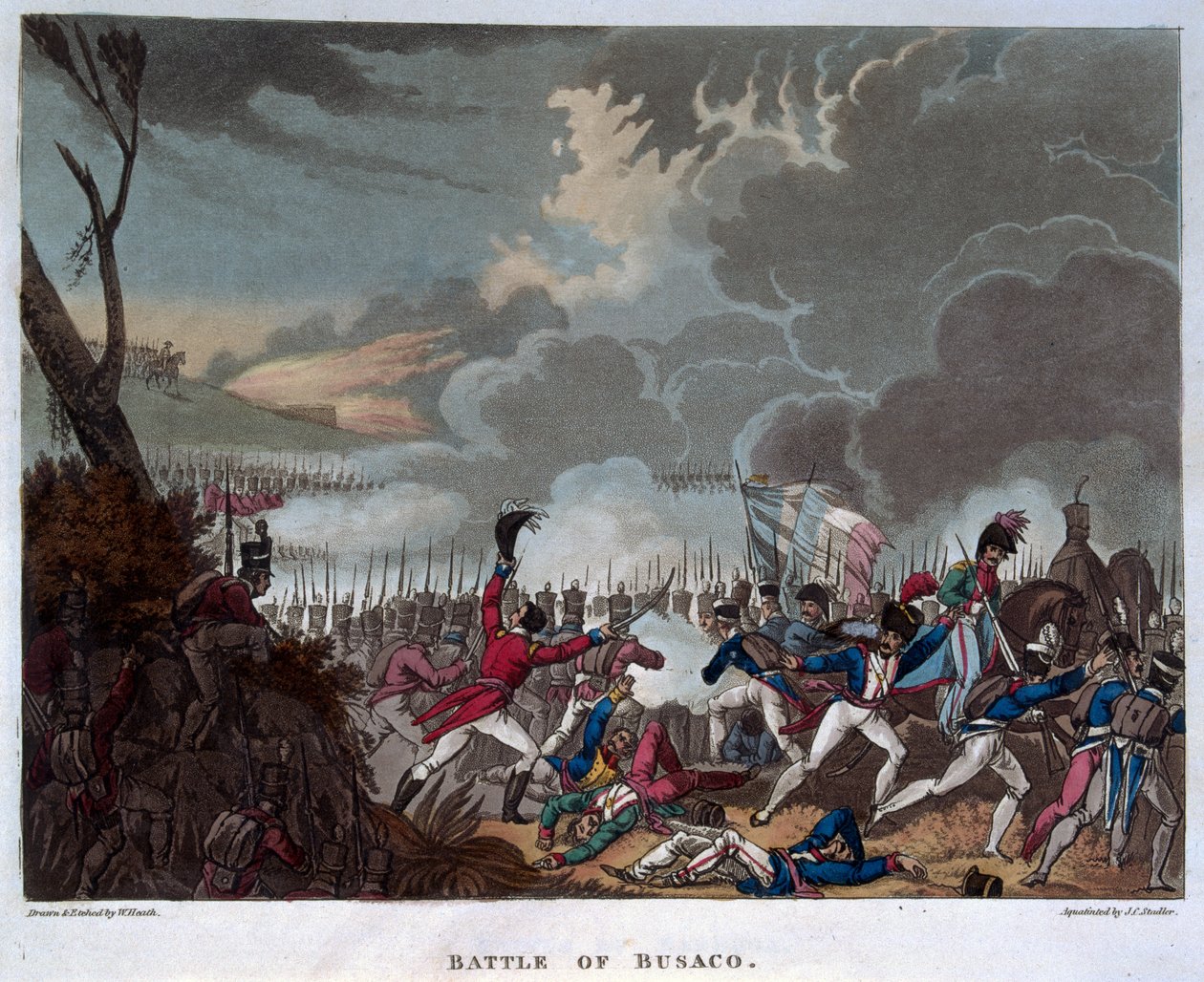Batalha de Busaco em 27 de setembro de 1810, gravada por JC Stadler, publicada em 1818 (aquatint) de William Heath
