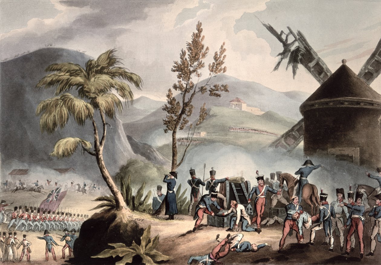 Batalha de Roleia, 17 de agosto de 1808, gravada por Thomas Sutherland (bc1785) (aquatint) de William Heath