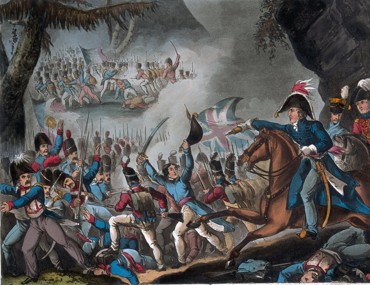 Batalha dos Pireneus, 27 de julho de 1813, impresso por JC Stadler (ativo 1780-1813), publicado por Thomas Tegg, 1º de abril de 1818 (aquatinta colorida) de William Heath