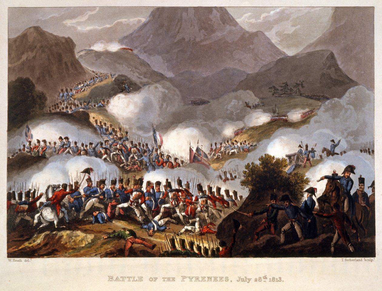 Batalha dos Pirinéus, 28 de julho de 1813, pub. Londres 1815 de William Heath