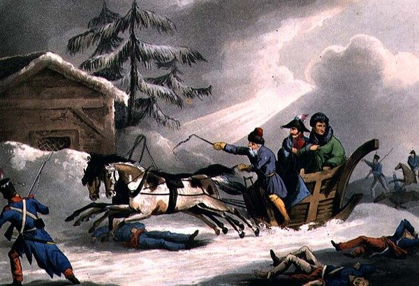 Voo de Bonaparte disfarçado como Conde Vicenza da Rússia , publicado 01 de março de 1814 por William Heath (aquatint) de William Heath