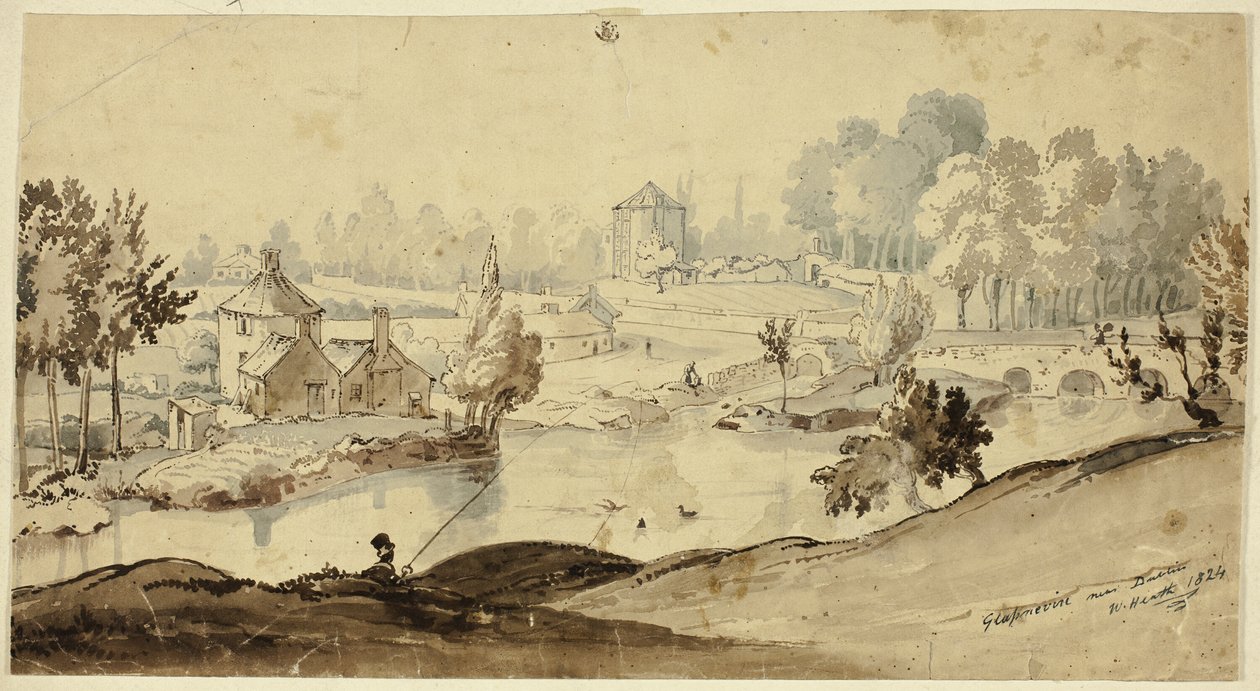 Glasnevin, perto de Dublin (anverso); esboço de um traje de homem (verso) de William Heath