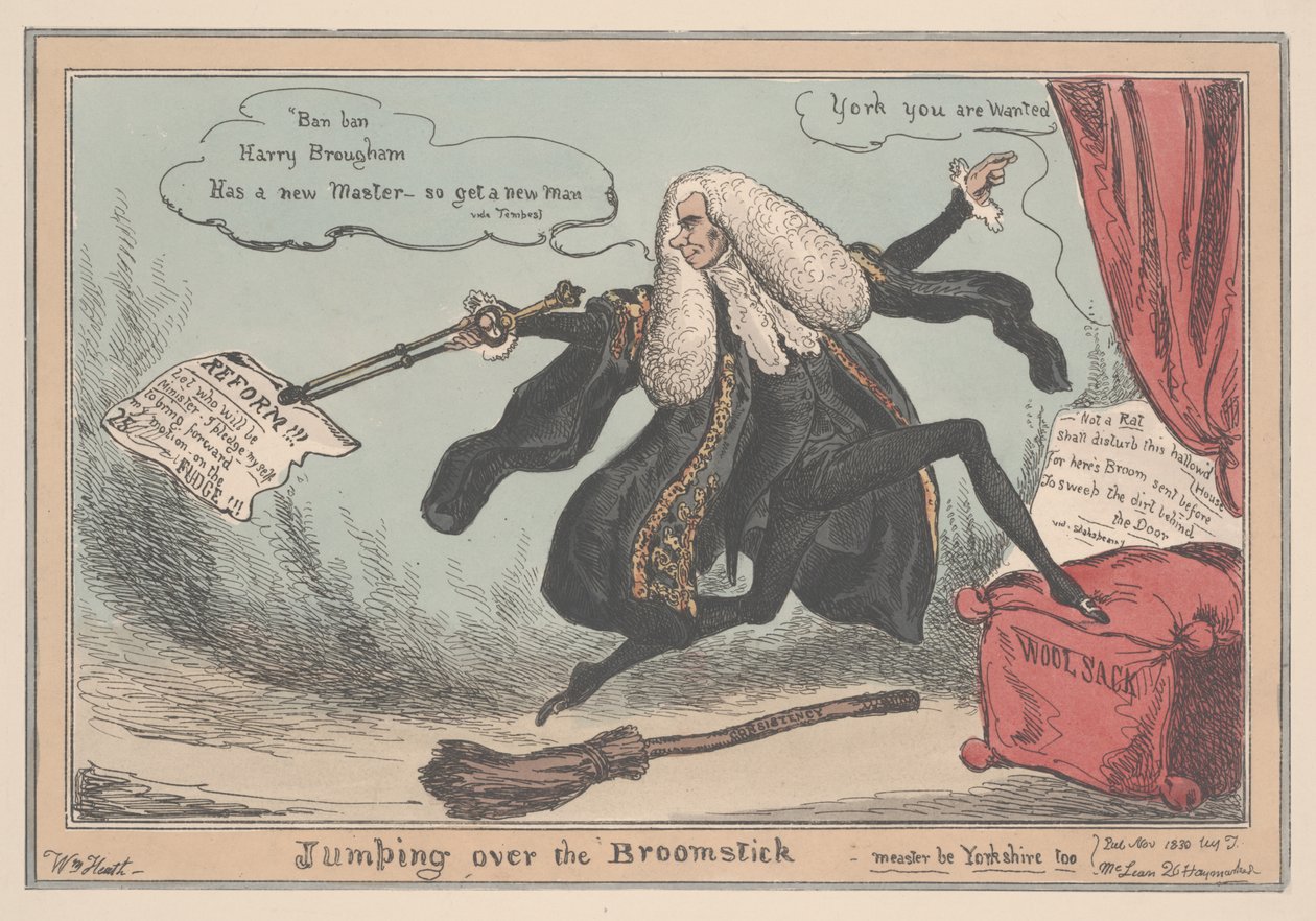 Saltando sobre a vassoura - Measter seja Yorkshire também, 1830 de William Heath