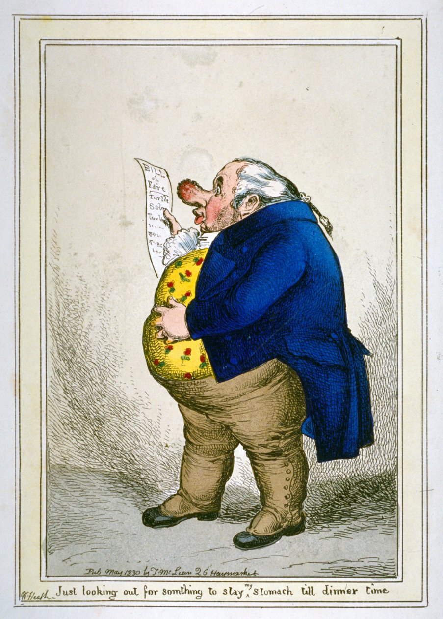 "Só a cuidar de alguma coisa [sic] para ficar com o estômago até à hora do jantar", 1830 de William Heath
