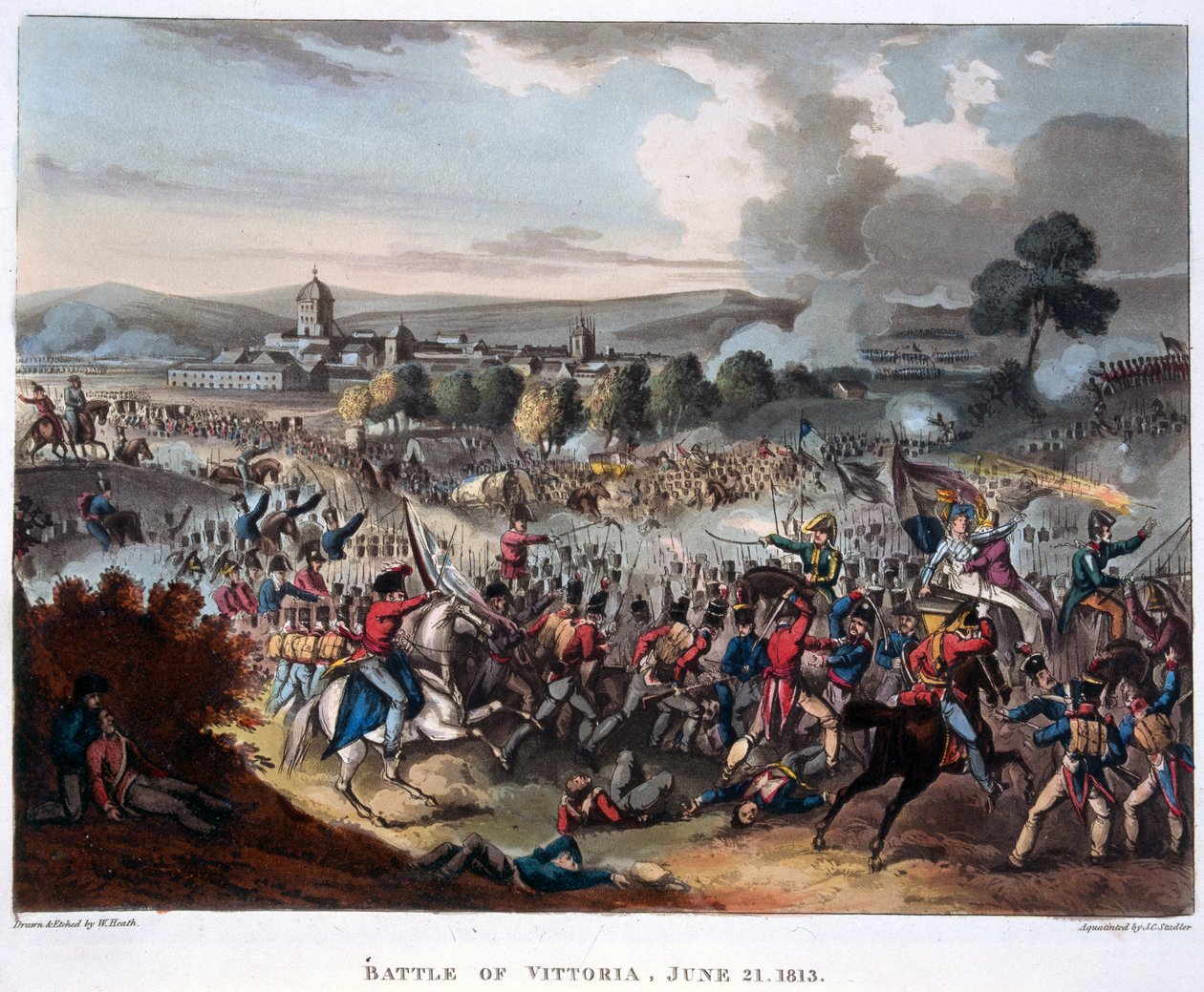 Lord Wellington (1769-1852) entrando em Salamanca, ilustração para um poema narrativo de Dr. Syntax, 1818 (aquatinta colorido) de William Heath