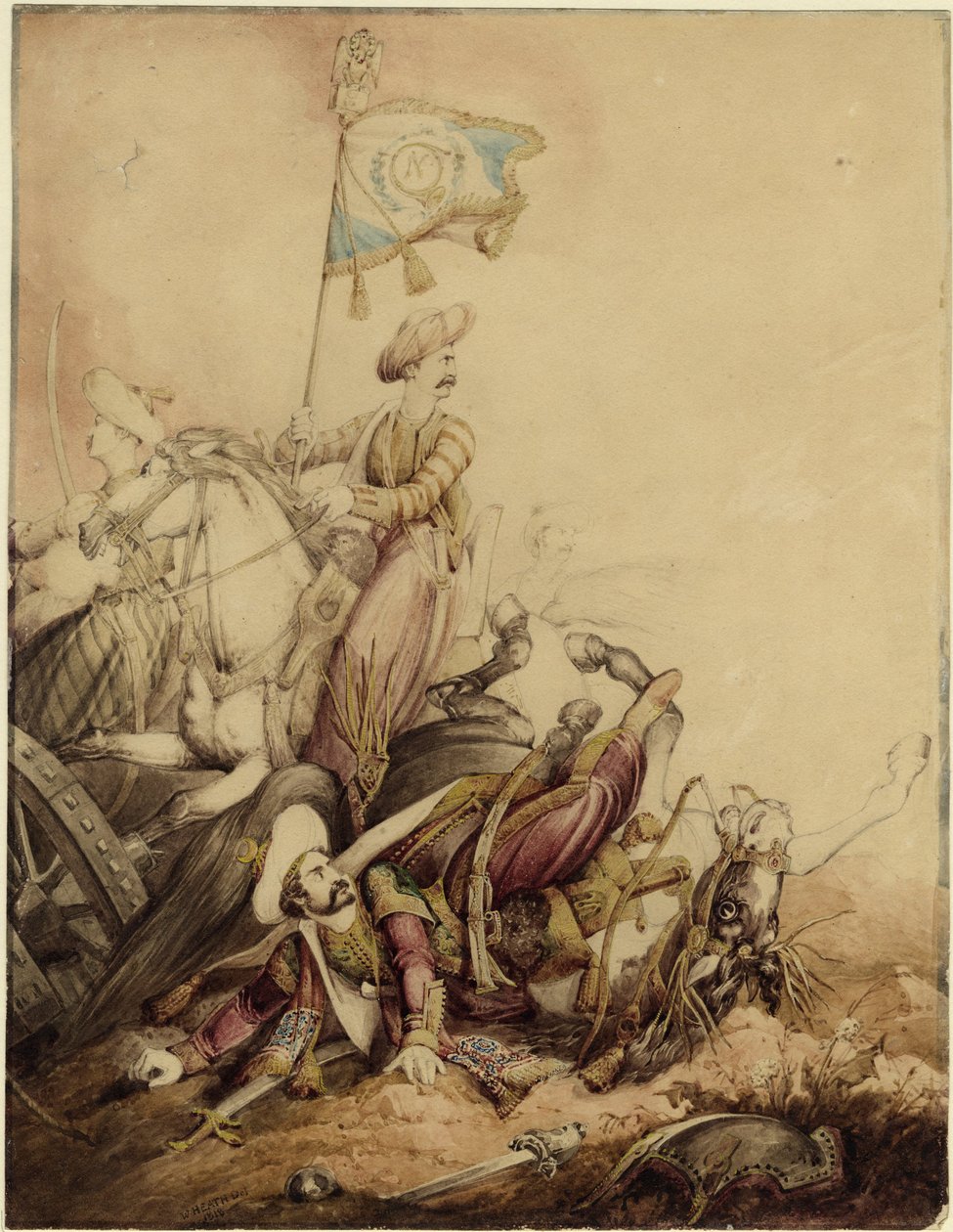 Porta-estandarte mameluco em combate, 1818 de William Heath