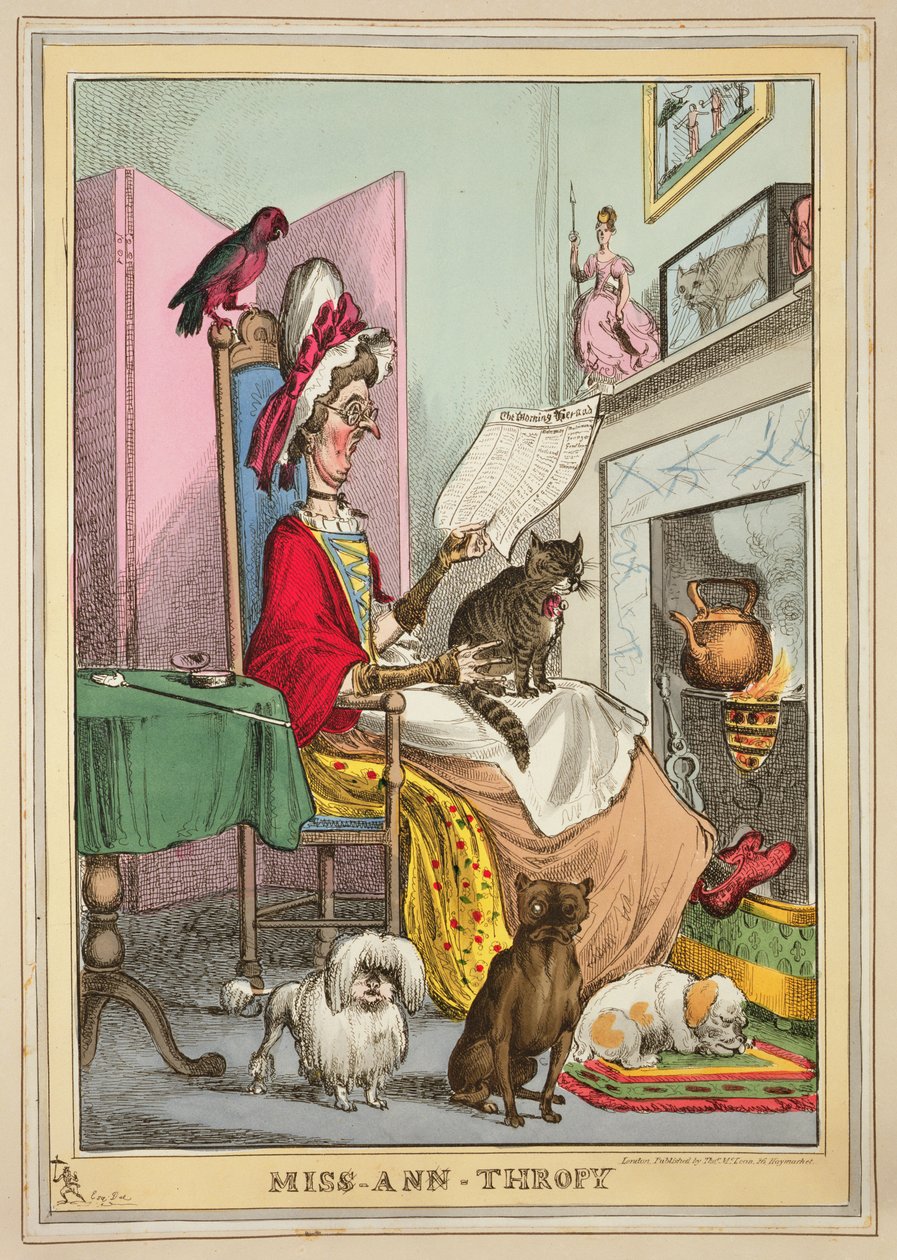 Miss-Ann-Thropy, publicado por Thomas McLean, Londres (gravura colorida) de William Heath