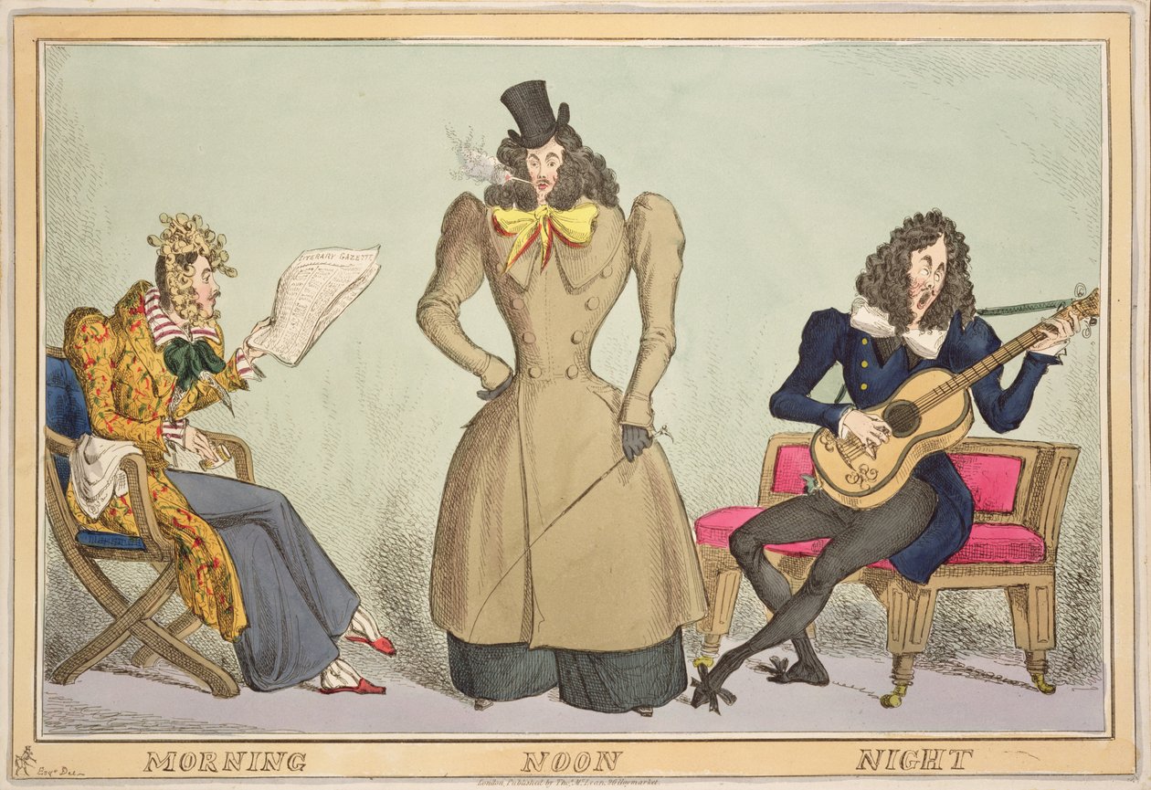 Morning, Noon, Night, publicado por Thomas McLean, Londres (gravura colorida) (ver também 188366) de William Heath