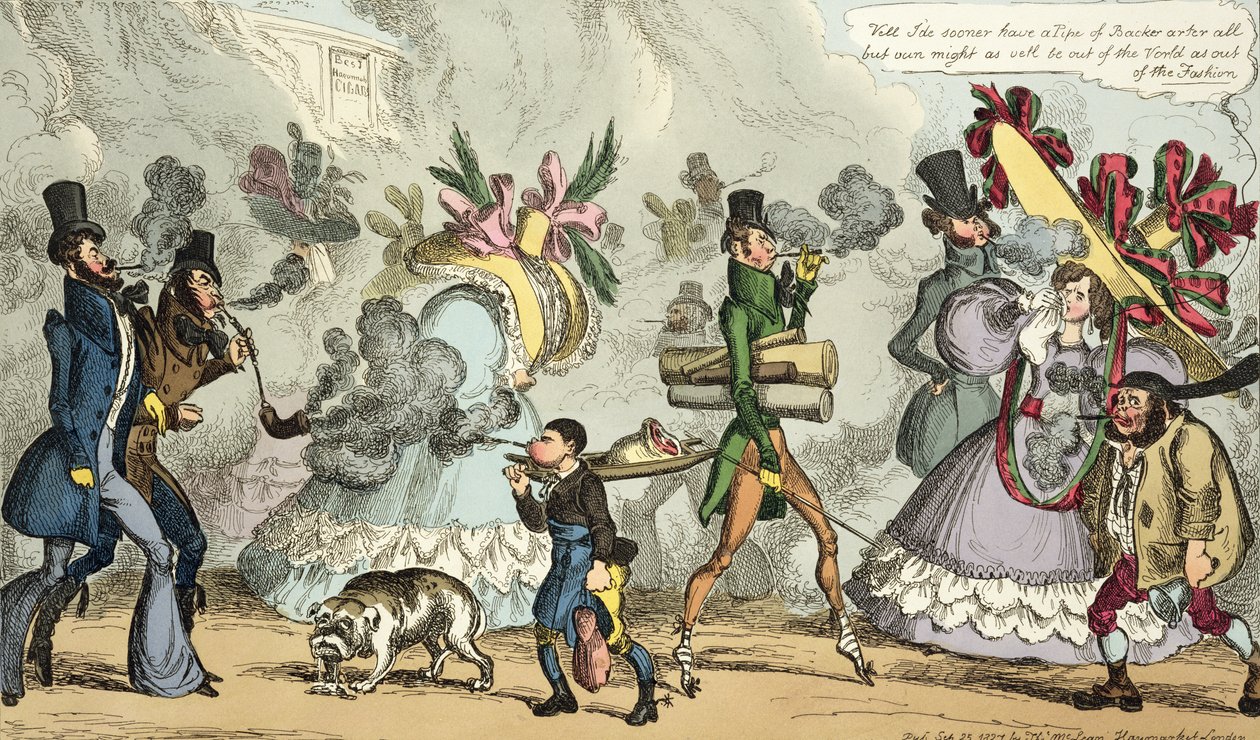 Puff, Puff, É uma Era de Puffing, Puff, Puff, Puff, publicado em setembro de 1827 por Thomas McLean, Londres (gravura colorida) de William Heath