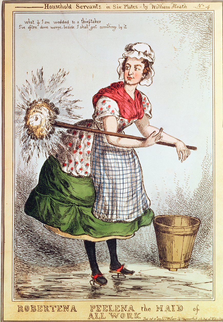 Robertena Peelena a empregada doméstica de todo o trabalho, não. 4 da série &39;Household Servants&39;, publicada em 1829 de William Heath