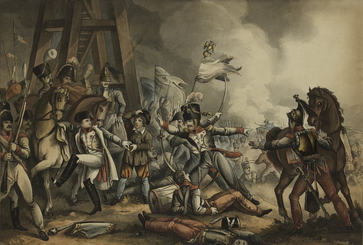 Sauve qui peut, ou Every man for him, aquatint de Thomas Sutherland (1785-1838), publicado por James Jenkins, 1 de maio de 1816 (color aquatint) de William Heath