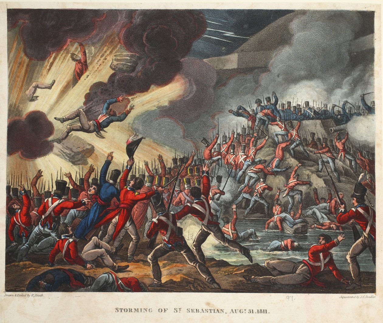 Storming de St Sebastian 31 de agosto de 1811, aquatint por JC Stadler, pub. por Tegg, abr 1818 (aquatint) de William Heath