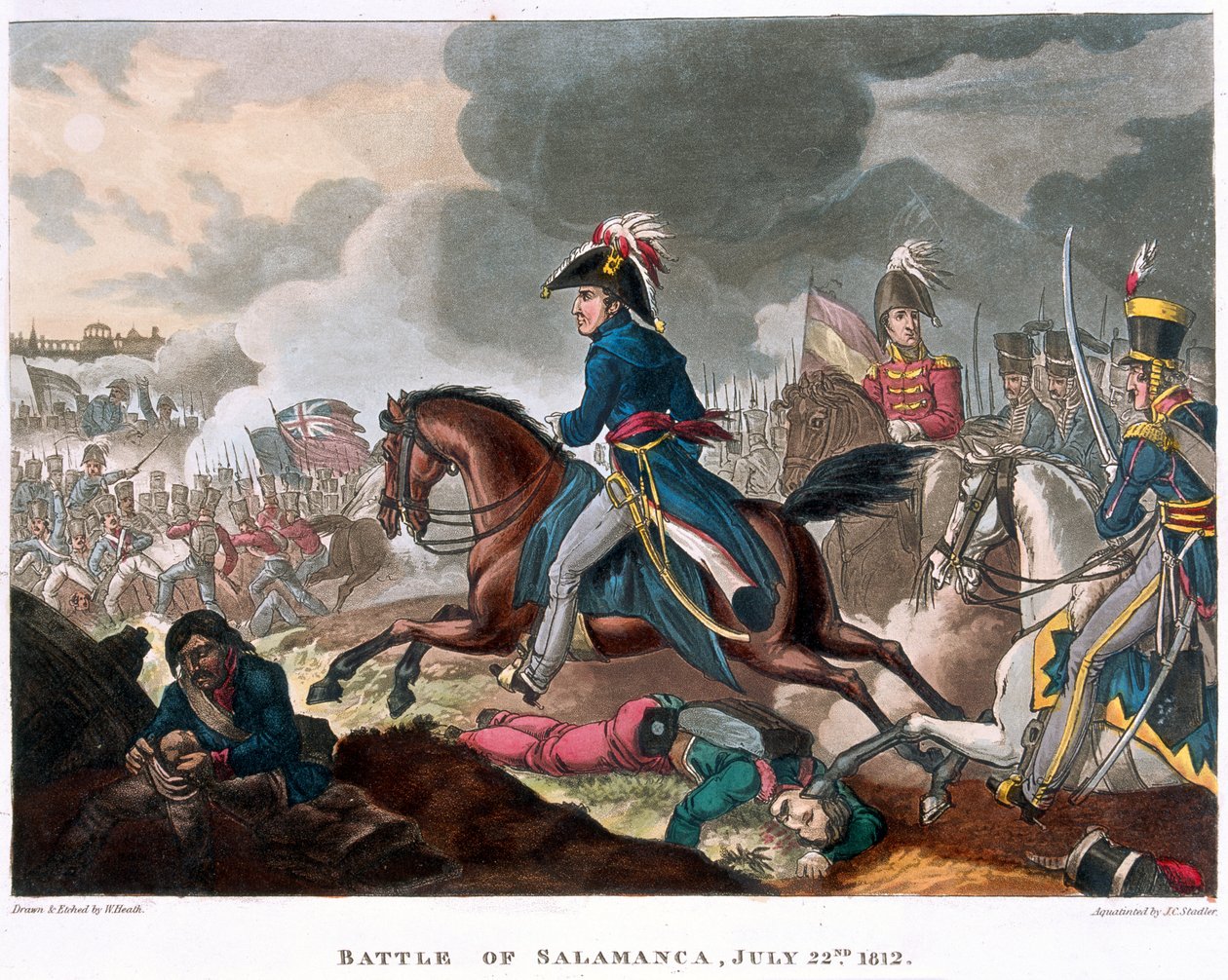 O Duque de Wellington (1769-1852) na Batalha de Salamanca, 22 de julho de 1812, 1818 (aquatinta colorida) de William Heath