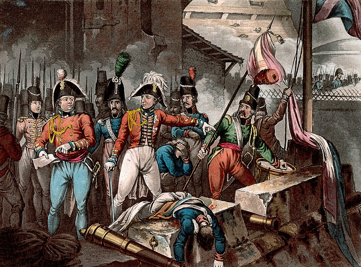 O Duque de Wellington na tomada de Ciudad Rodrigo, Espanha, Guerra Peninsular, 1812 c1818. de William Heath