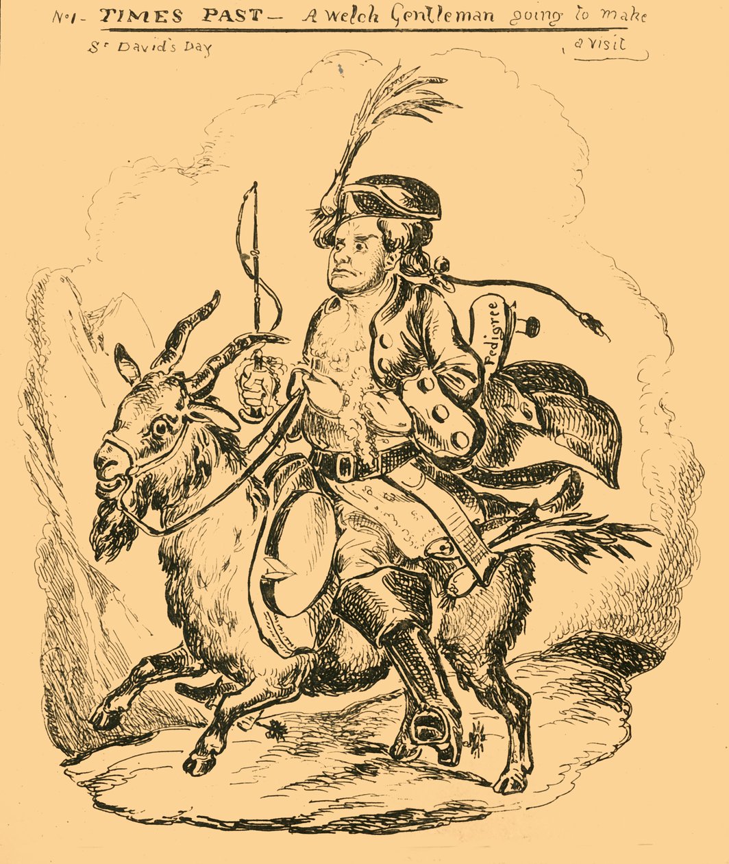 Tempos Passados - Um Cavalheiro Welch indo fazer uma visita, 1830. de William Heath