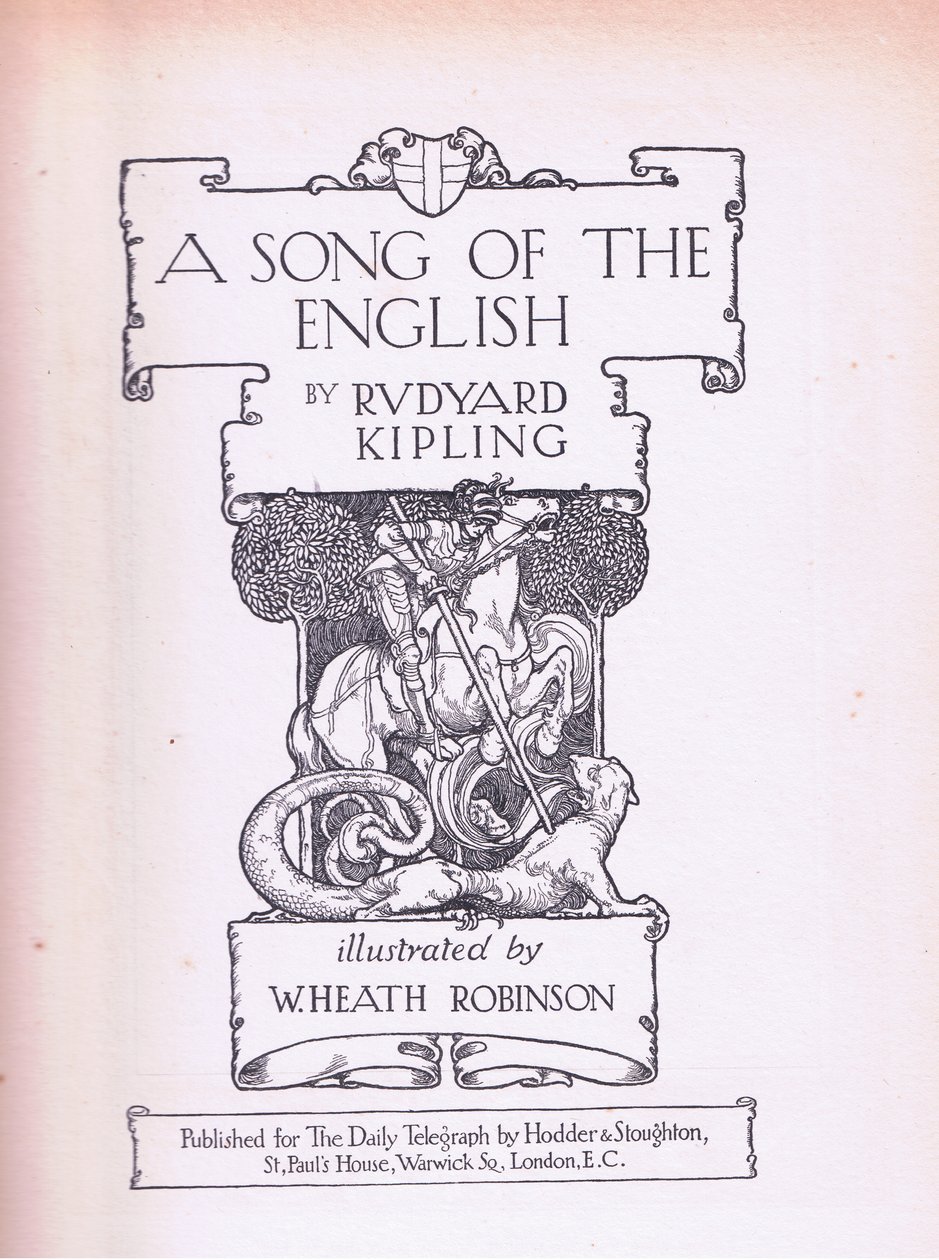 Uma Canção da página de título em inglês (St George and the Dragon) de William Heath Robinson