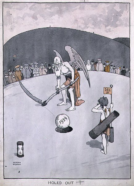 "Holed Out", uma ilustração de "The Bystander". de William Heath Robinson