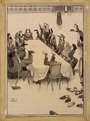 Inspeção de meias na véspera de Natal (tinta e lavagem) de William Heath Robinson