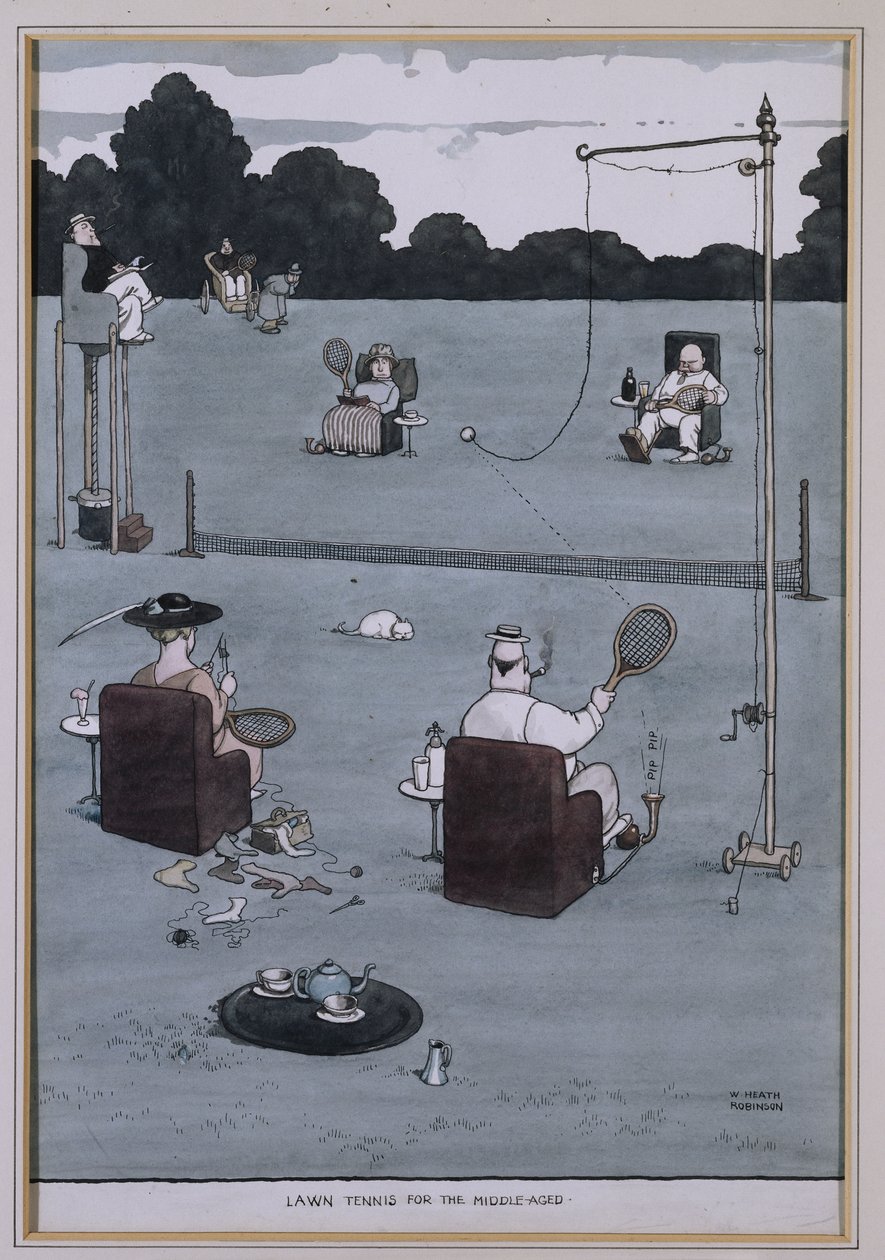 Tênis de gramado para a meia-idade (caneta e tinta ew - c) de William Heath Robinson