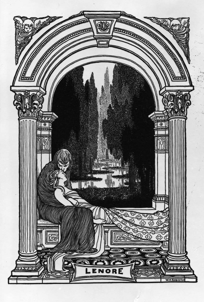 Lenore, de "Os poemas de Edgar Allan Poe", 1900 de William Heath Robinson