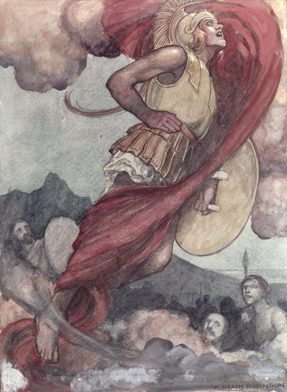 Marte ferido por Diomed retornando ao Olimpo de William Heath Robinson