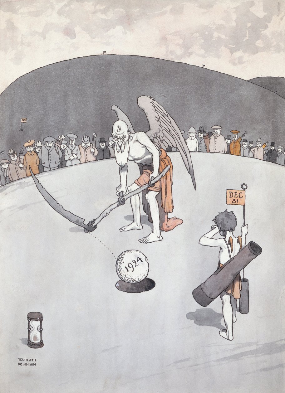 Apagando o Velho Buraco (caneta e tinta) de William Heath Robinson