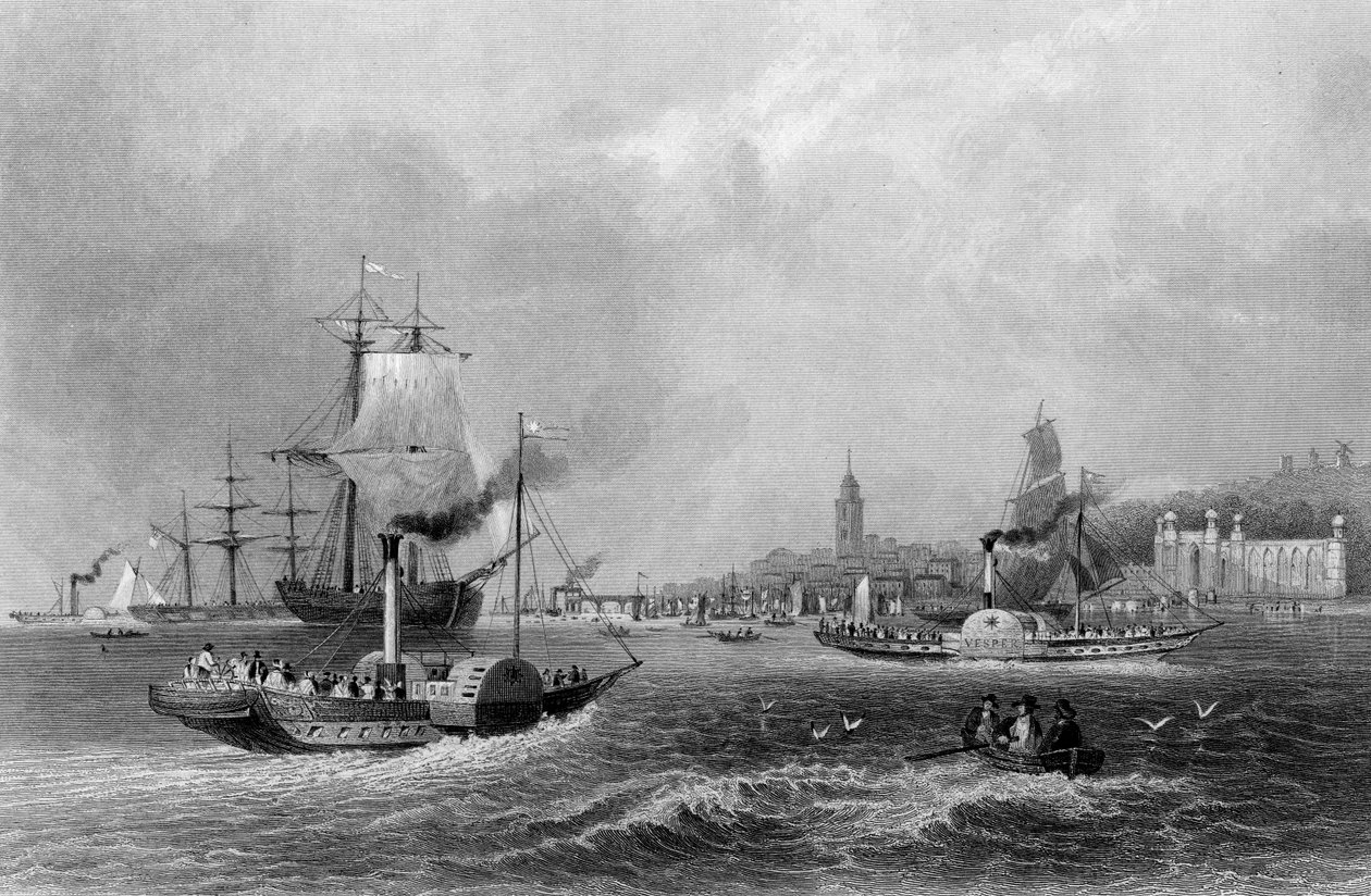 Gravesend, gravada por Henry Adlard, c.1830 (gravura) de William Henry (after) Bartlett