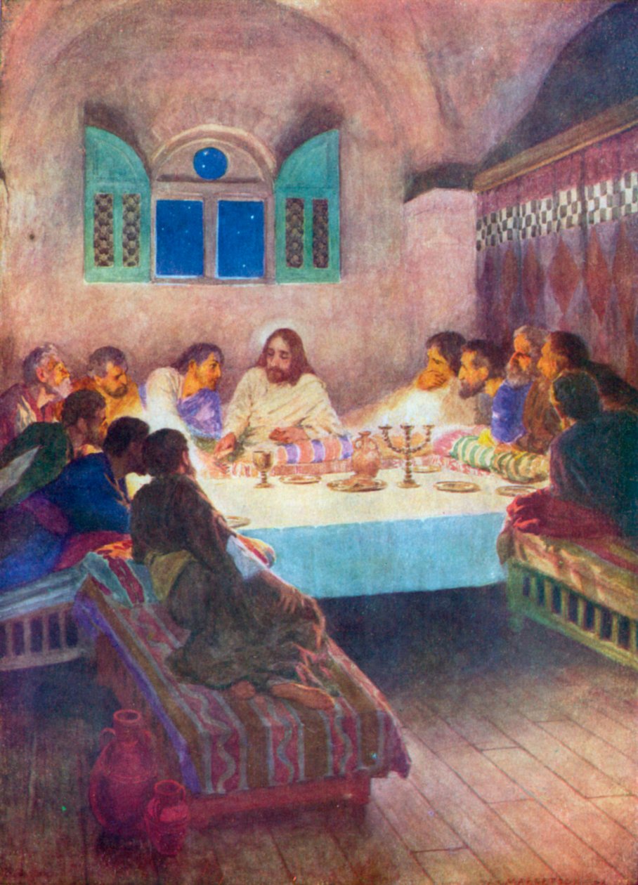 A Última Ceia (litografia a cores) de William Henry (after) Margetson