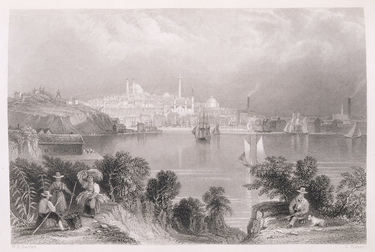 Uma visão de Baltimore, de "A História dos Estados Unidos", vol. II, de Charles Mackay, gravado por S. Fisher de William Henry Bartlett