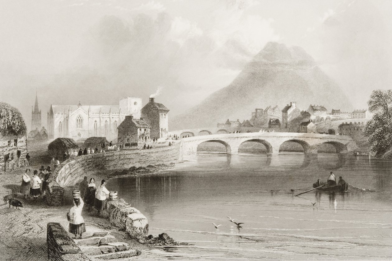 Ballina, County Mayo, de &39;Cenário e antiguidades da Irlanda&39; por George Virtue, de 1860 de William Henry Bartlett