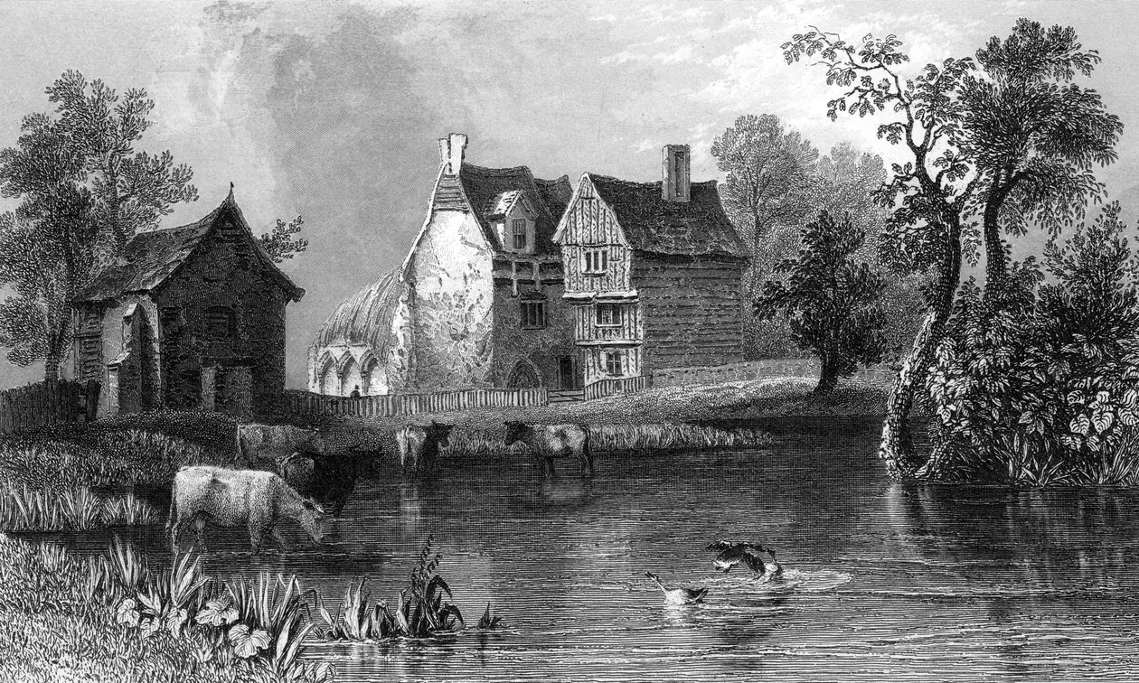 Abadia de Beleigh, perto de Maldon, Essex, gravado por Charles Mottram, 1832 de William Henry Bartlett