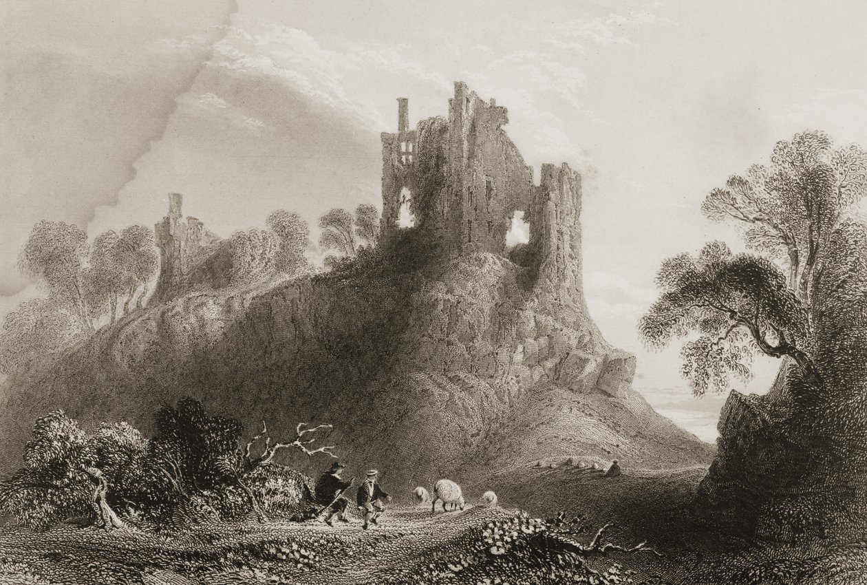 Carrigogunnell Castle, perto de Limerick, Condado de Limerick, na Irlanda, de "Cenário e Antiguidades da Irlanda" por George Virtue, de 1860 de William Henry Bartlett