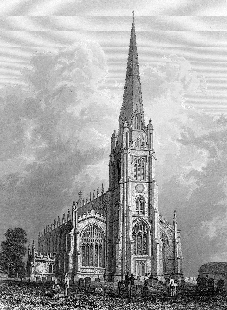 Igreja de Santa Maria a Virgem, Saffron Walden, gravada por Robert Sands, 1832 de William Henry Bartlett