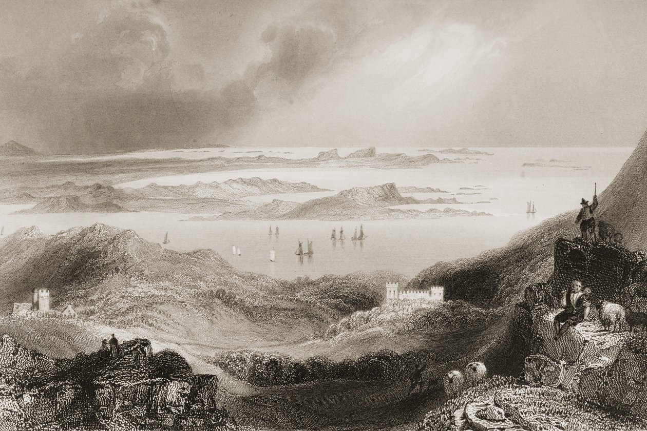 Castelo de Clifden, Connemara, Condado de Galway, de "Cenário e Antiguidades da Irlanda" por George Virtue, de 1860 de William Henry Bartlett
