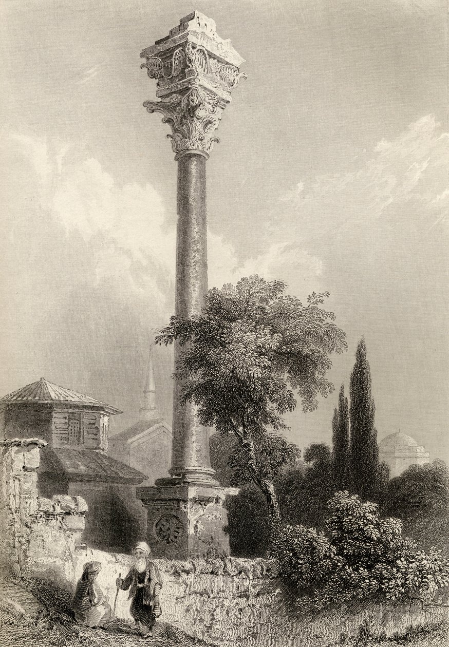 Coluna de Marciano, Istambul, Turquia, gravada por H. Adlard de William Henry Bartlett