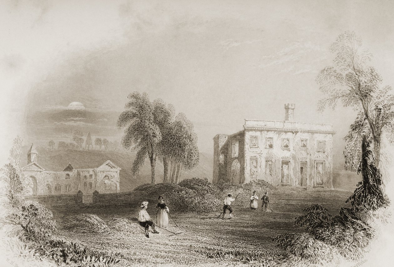 Castelo Dangan, Condado de Meath, na Irlanda, de "Cenário e Antiguidades da Irlanda" por George Virtue, de 1860 de William Henry Bartlett